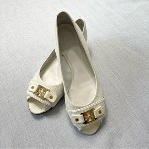 Tory Burch Emma Demi Open Toe Wedge shoes Size 8.5